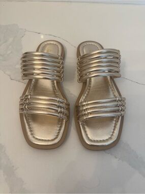 Metallic Gold Women's Slide Sandals